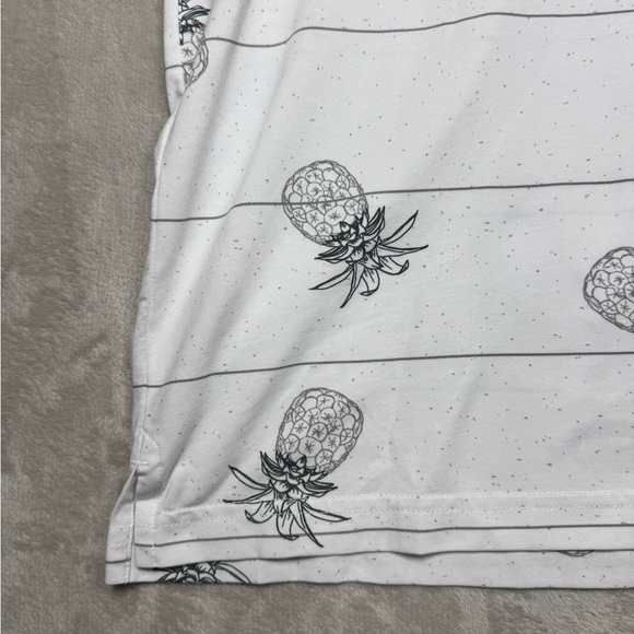 Travis Mathew Men’s Pineapple White Grey Striped Golf Athleisure Polo Size Large - Picture 4 of 15